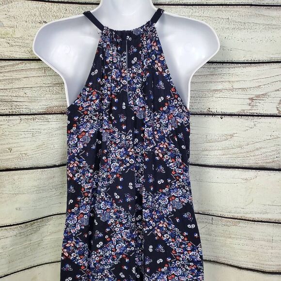 Maurices 24/7 Women’s Navy Floral Print Halter Maxi Dress Size Medium - Picture 3 of 8